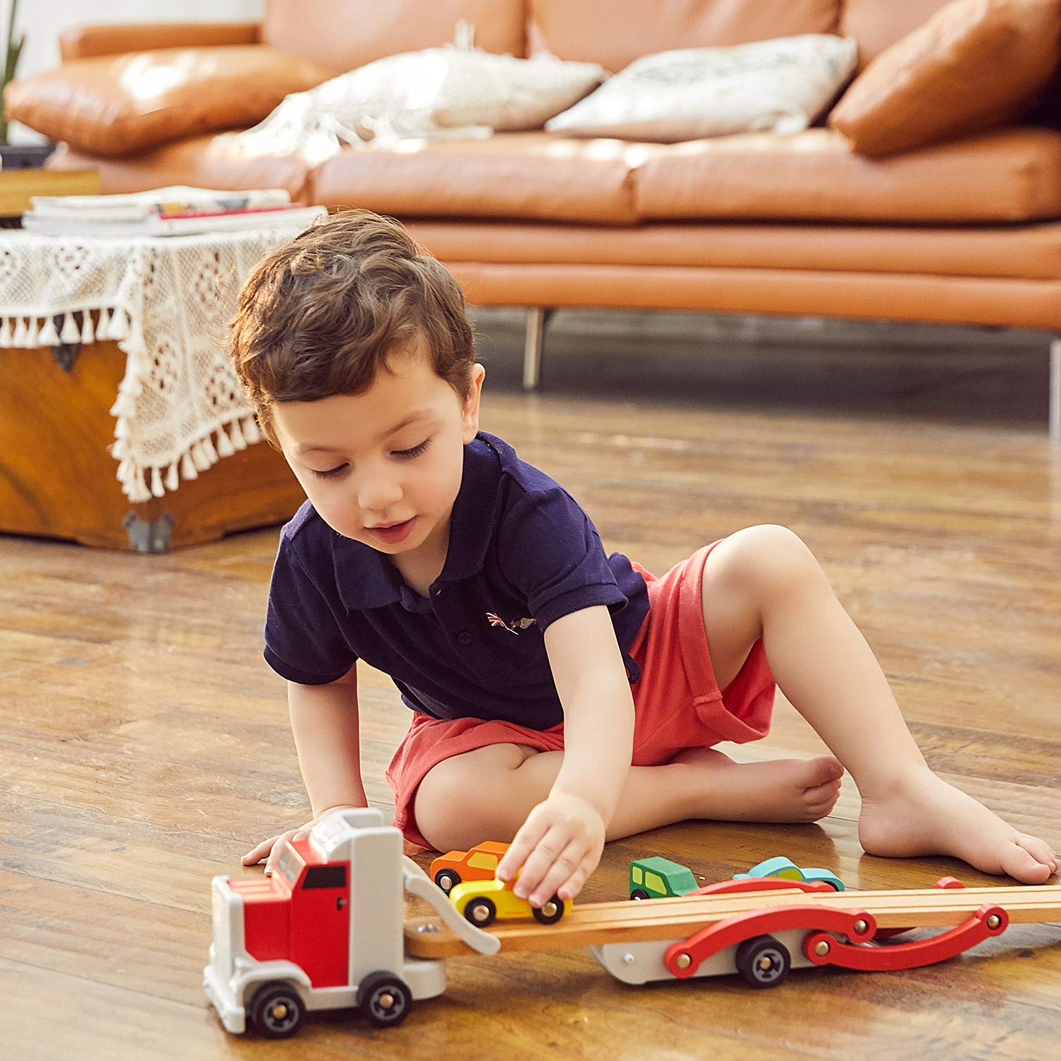 Amazon.co.jp: TOP BRIGHT トラック 車玩具 木製おもちゃ 建設車両